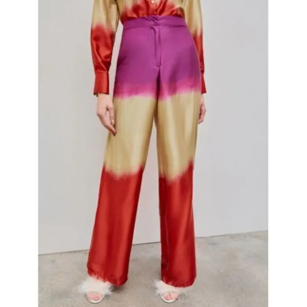 Micas Vibrant Ombre Wide Leg Tie Dye Wide Leg Satin Trousers Size‎ Large - Picture 9 of 10